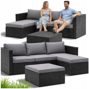 Zestaw Mebli OGRODOWYCH ACERO Narożnik + Pufa/Stolik TECHNORATTAN Premium